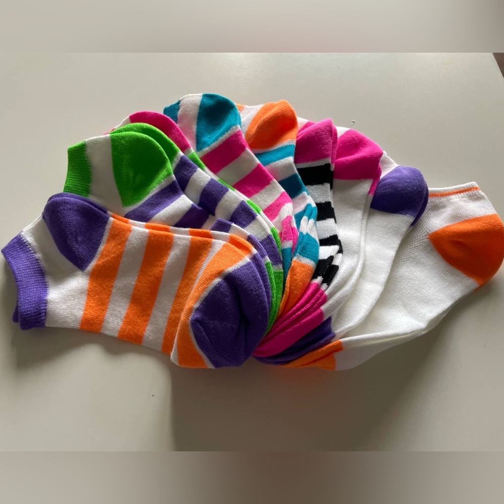 Girls Colorful Striped Ankle Socks